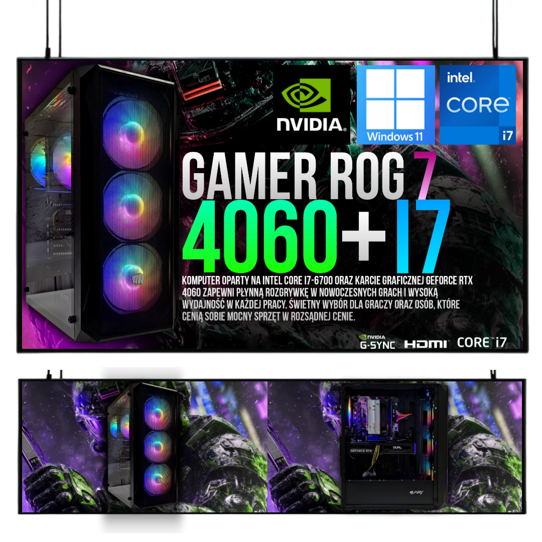 ZESTAW GAMINGOWY I7 32GB RTX 4060 8GB +MONITOR 27 165Hz 1ms WIN 11